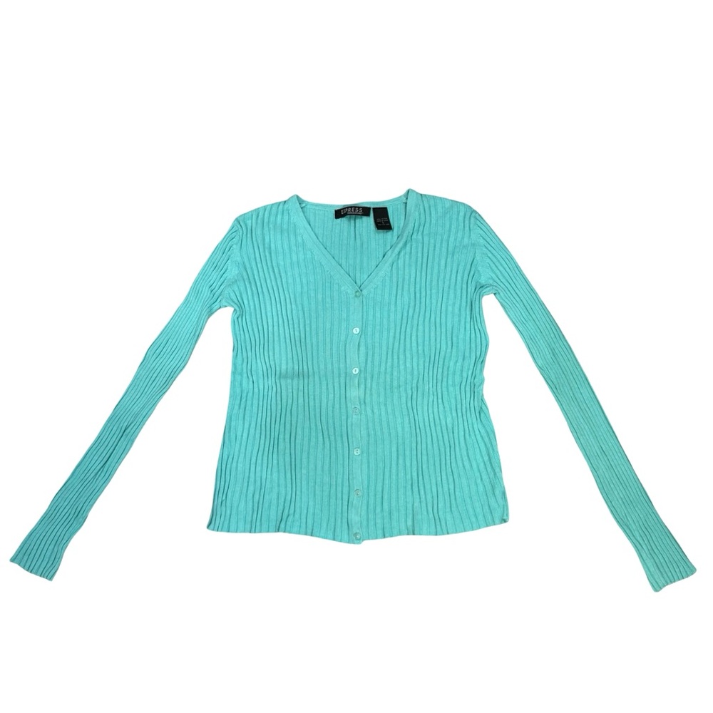 Express Turquoise Ribbed Cardigan